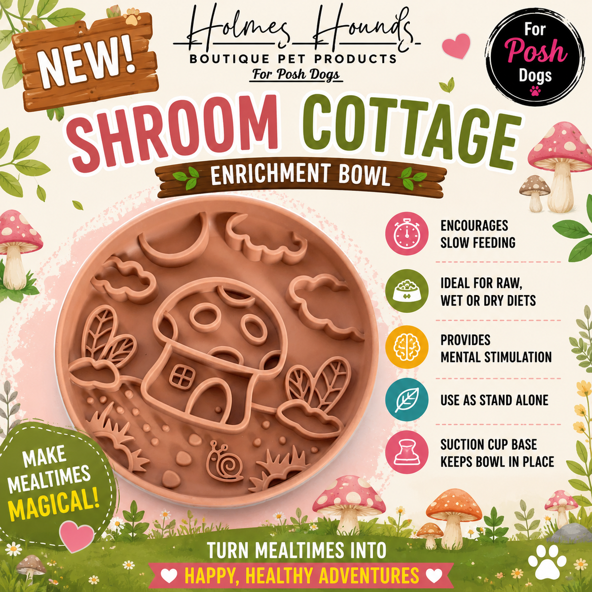 Shroom Cottage Enrichment Bowl Brown