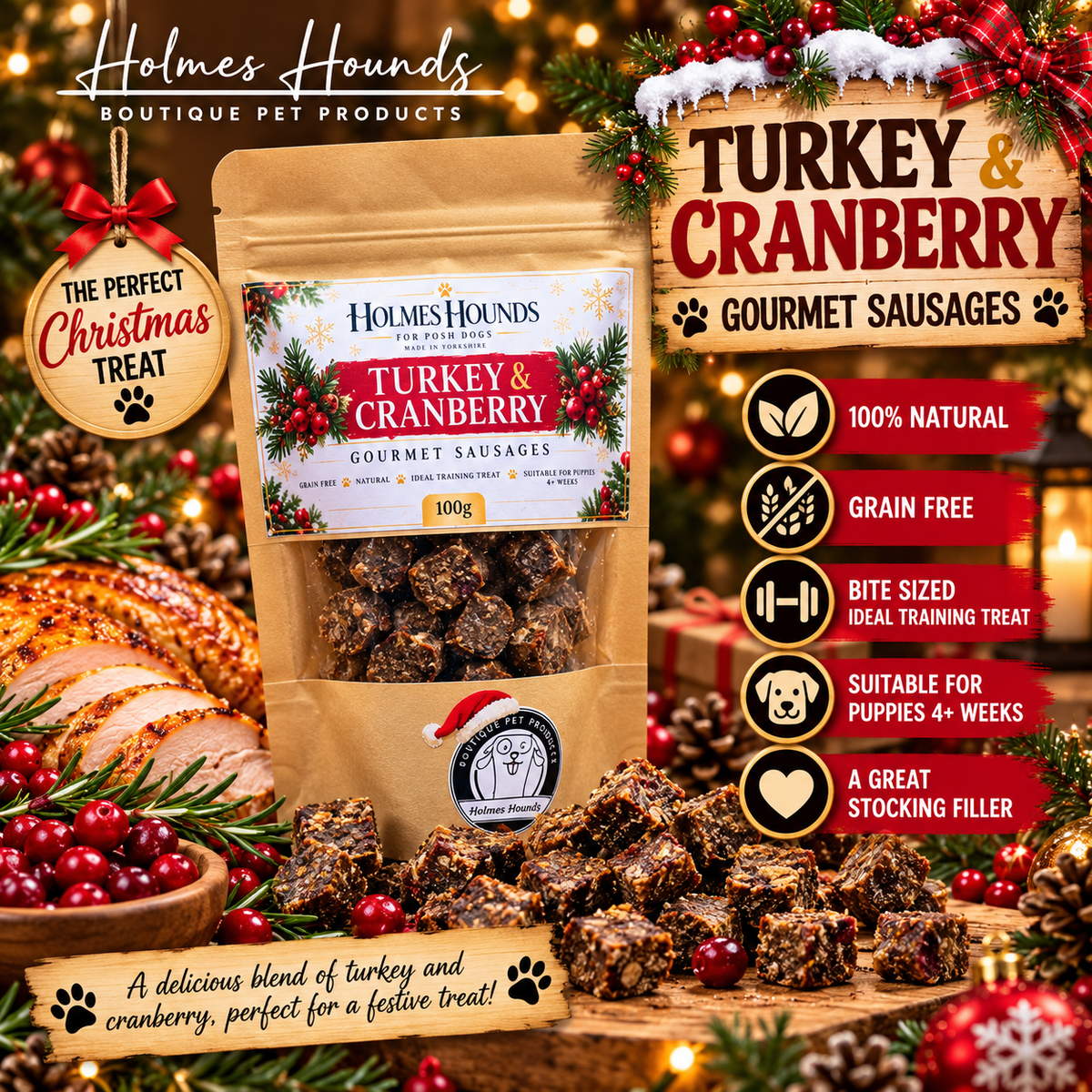 Turkey & Cranberry Gourmet Sausages 100G
