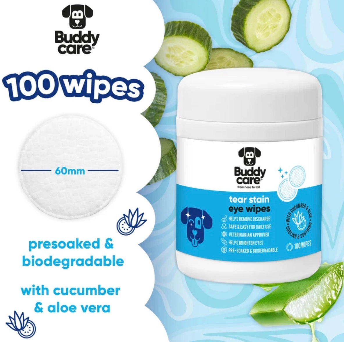 Buddy Care Tear Stain Wipes